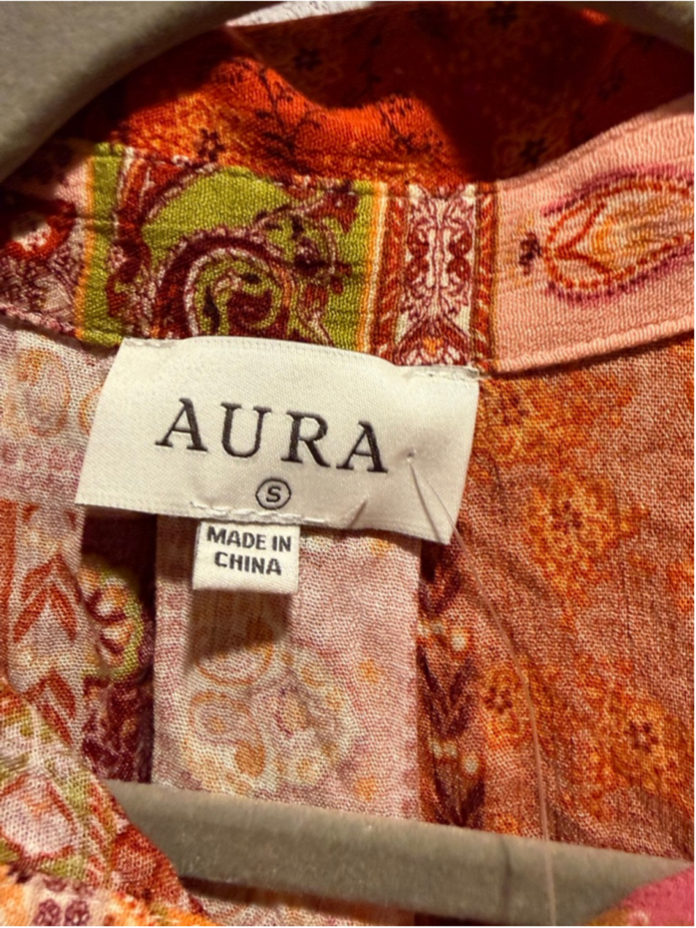 Aura Women Paisley Patchwork Button-Up Shirt Boho Bohemian Top Small NWT - Picture 3 of 9